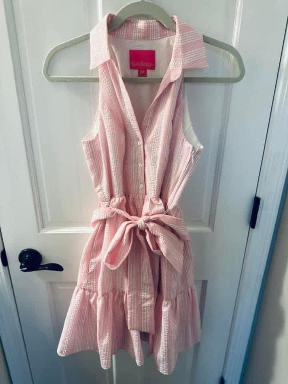 Lilly Pulitzer Pink Sleeveless Tie-Waist Cotton Dress